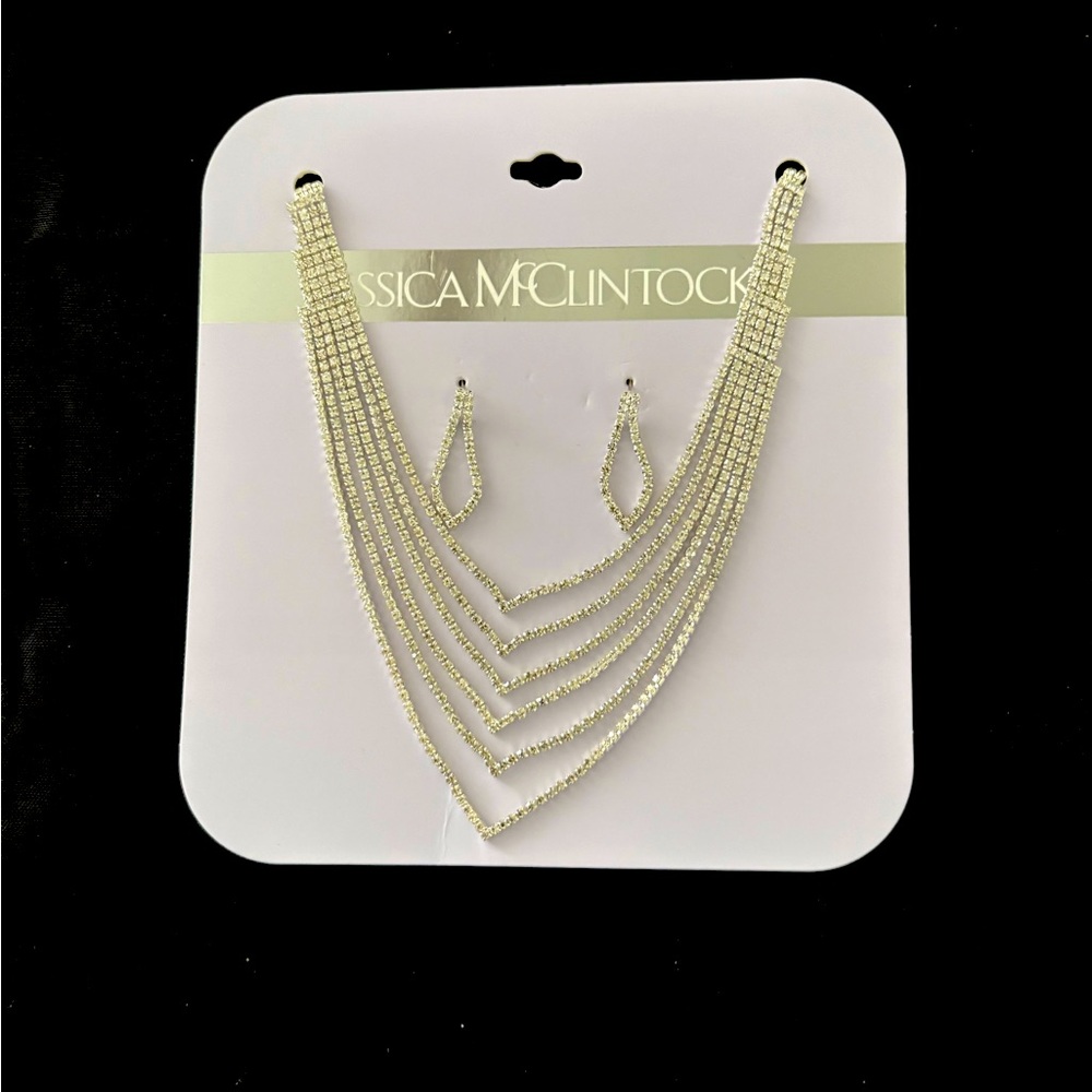 NEW Jessica McClintock necklace and earrings set. Brand new.